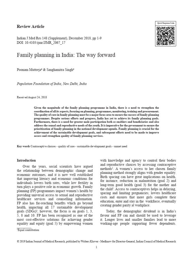 Family Planning In India The Way Forward Pdf Family Planning Abortion