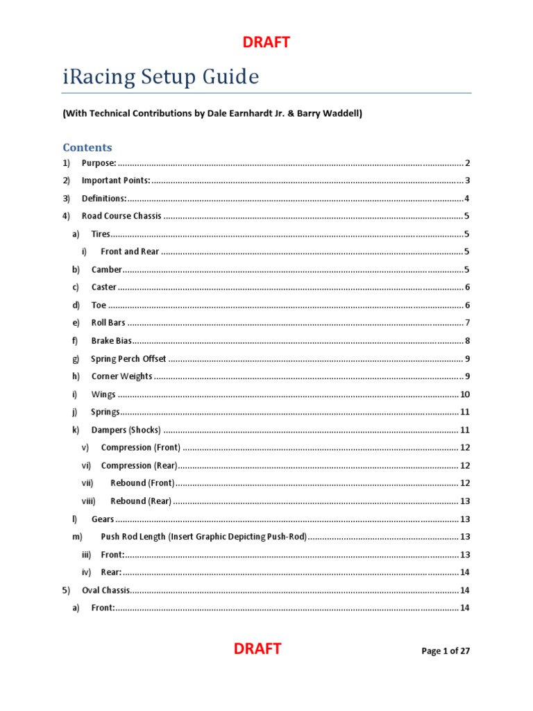 Iracing Setup Guide | PDF | Tire | Suspension (Vehicle)