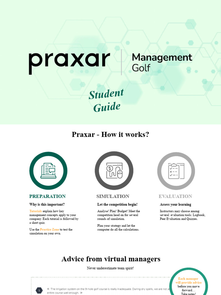 Praxar Golf Simulation Student Guide | PDF | Pricing | Budget