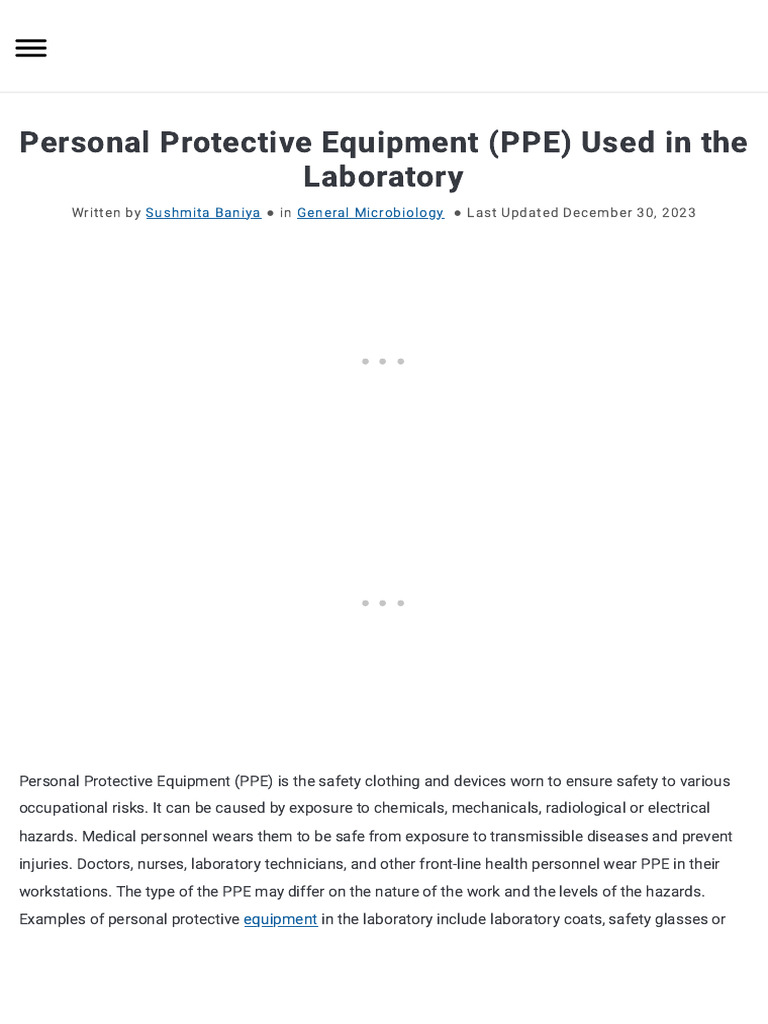 Laboratory Personal Protective Equipment Guide | PDF | Personal ...