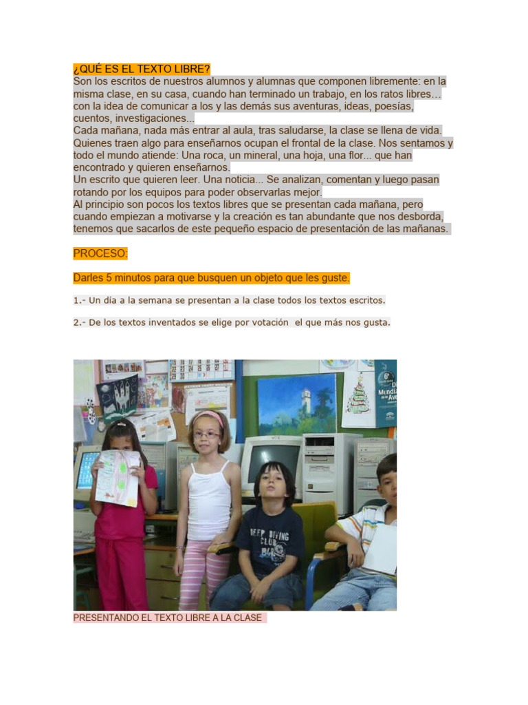 Textos Libres en el Aula Escolar | PDF | Ficción general