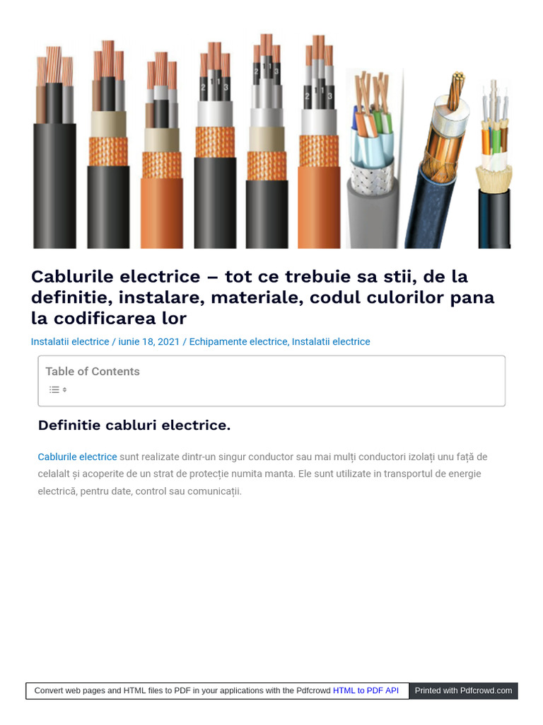 Electritec Ro Cablurile Electrice Instalarea Sectiune Codifi | PDF