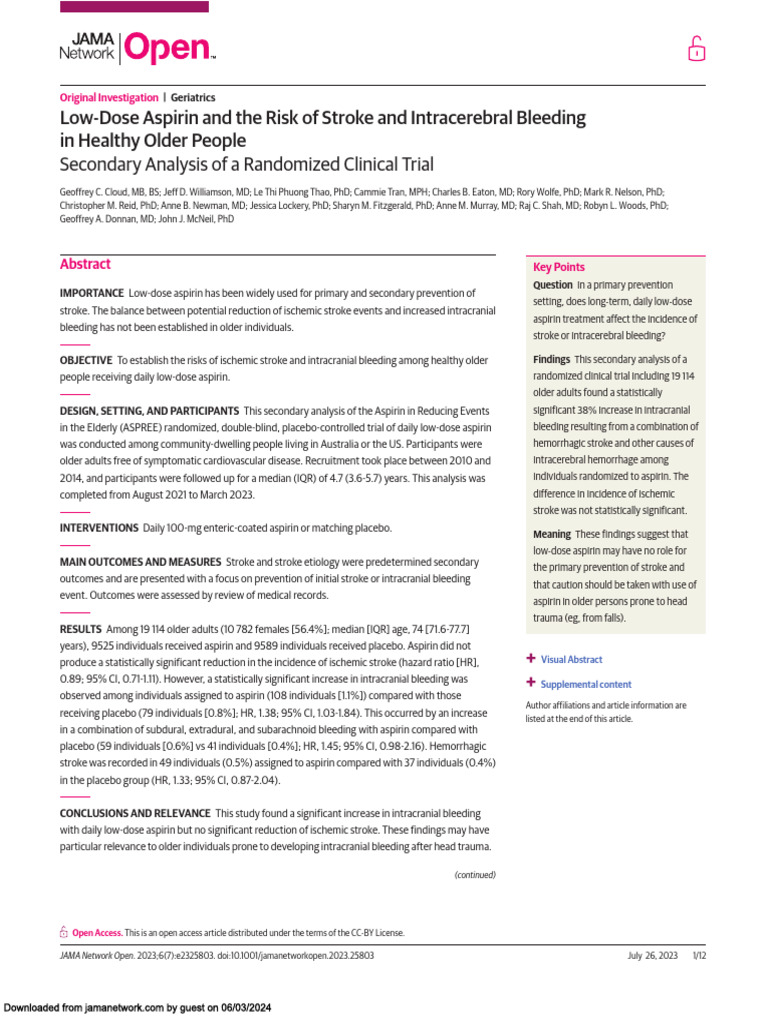 Low-Dose Aspirin at GCA Diagnosis May Reduce Cardiovascular Events but Increase Bleeding Risk