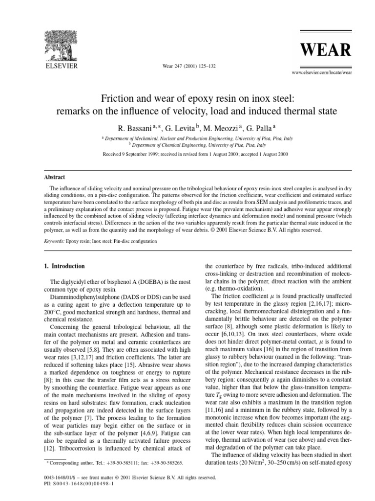 Non-Toxic Epoxy Resin Friction Study | PDF | Wear | Friction