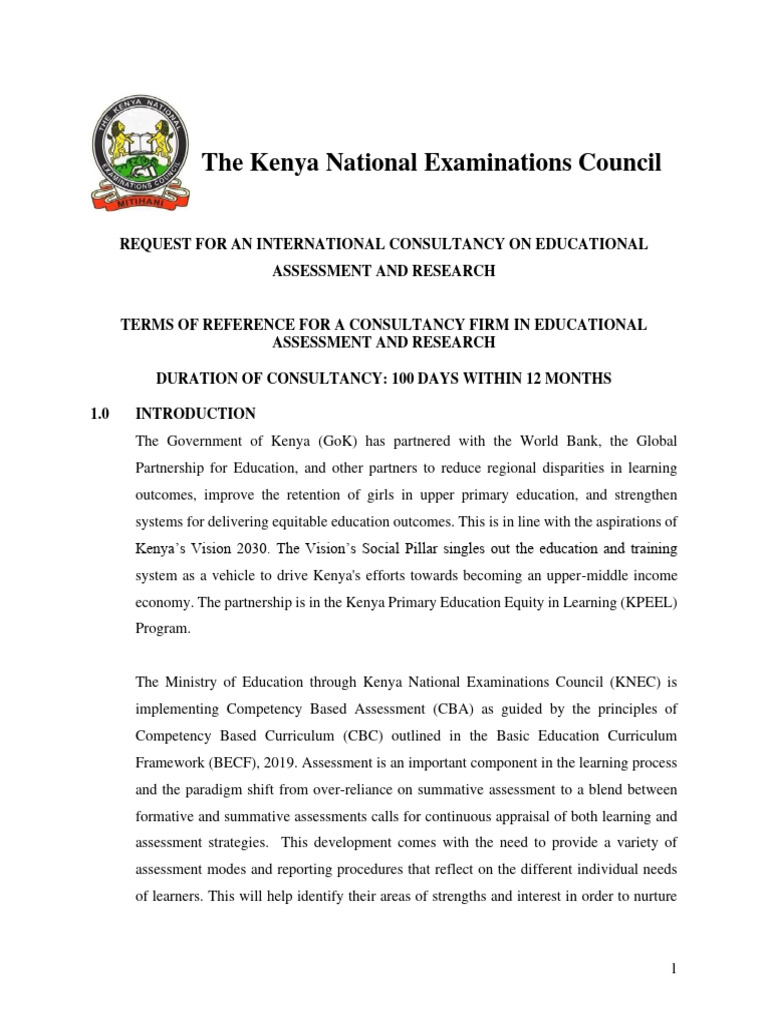 Final Revised ToR For CBA - 0 | PDF | Educational Assessment | Pedagogy