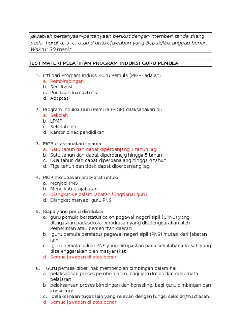 Laporan Hasil Pelaksanaan Dan Penilaian Program Induksi