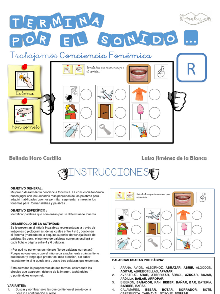 Actividades para Conciencia Fonémica | PDF | Comunicación oral | Voz humana