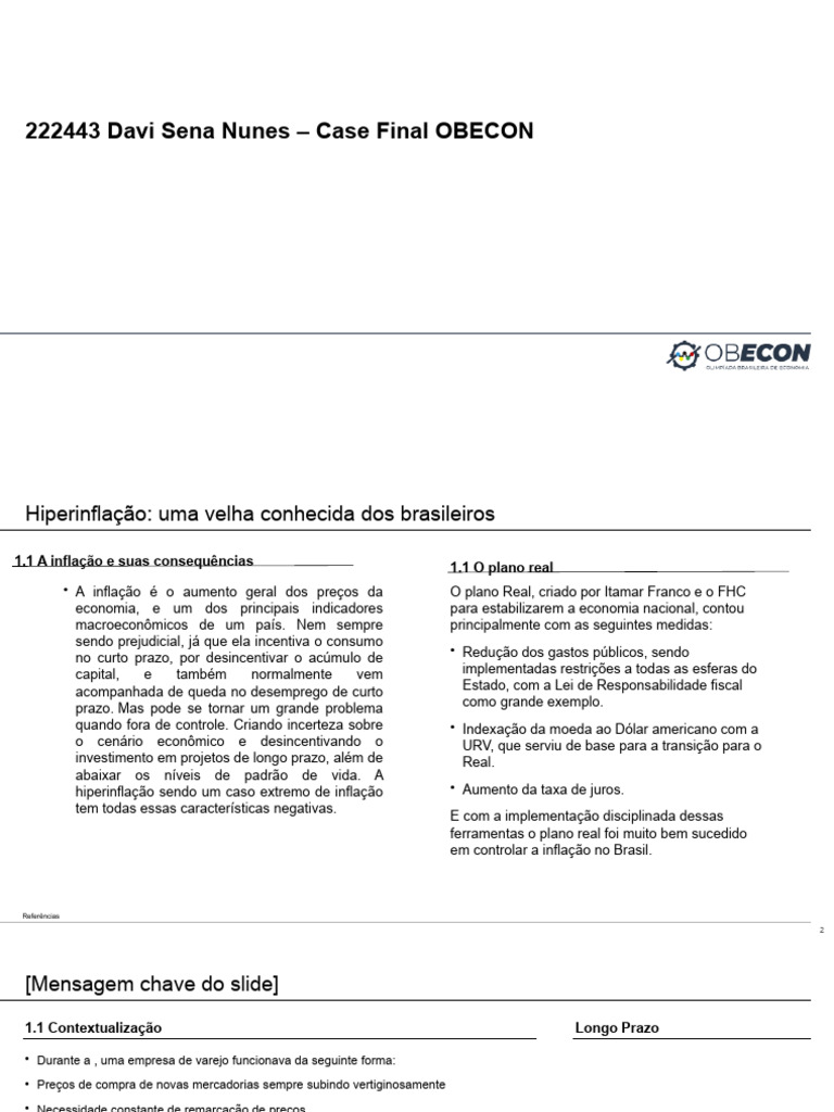 Cópia de OBECON - Sprint - 1 - Template | PDF | Inflação | Economias