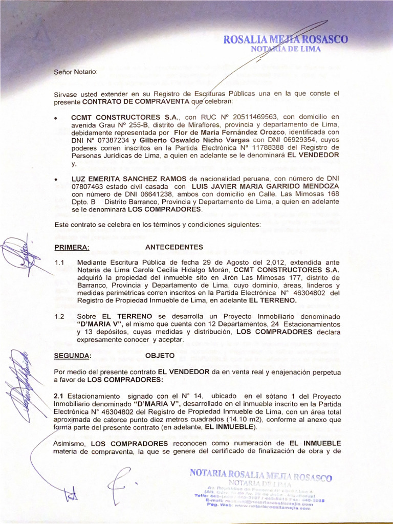 Minuta De Compra Venta Pdf