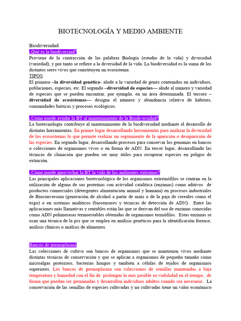 Biotecnología y Medio Ambiente | PDF | Organismo genéticamente ...