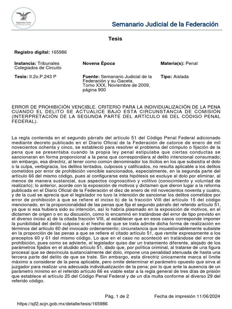 Tesis 165986 | PDF | Intención (Derecho Penal) | Derecho penal