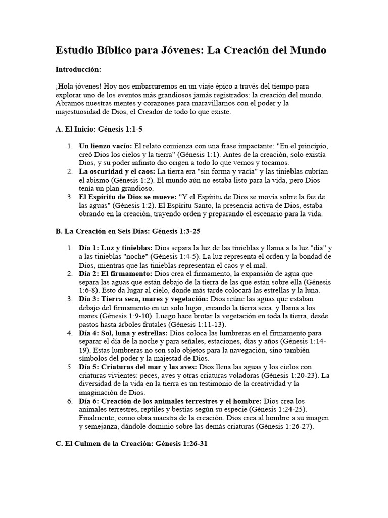 La Creacion Del Mundo 1 | PDF | Narrativa de la creación del Génesis ...