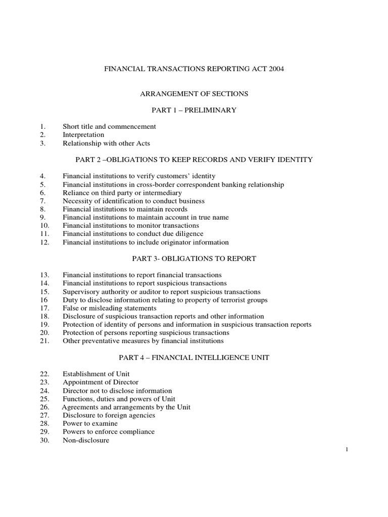 Financial transactions reporting act 2004 pdf terrorism financing