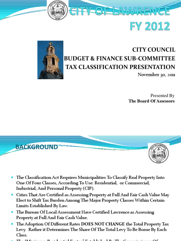 2012 City of Lawrence Tax Classification PDF Property Tax Fiscal Year