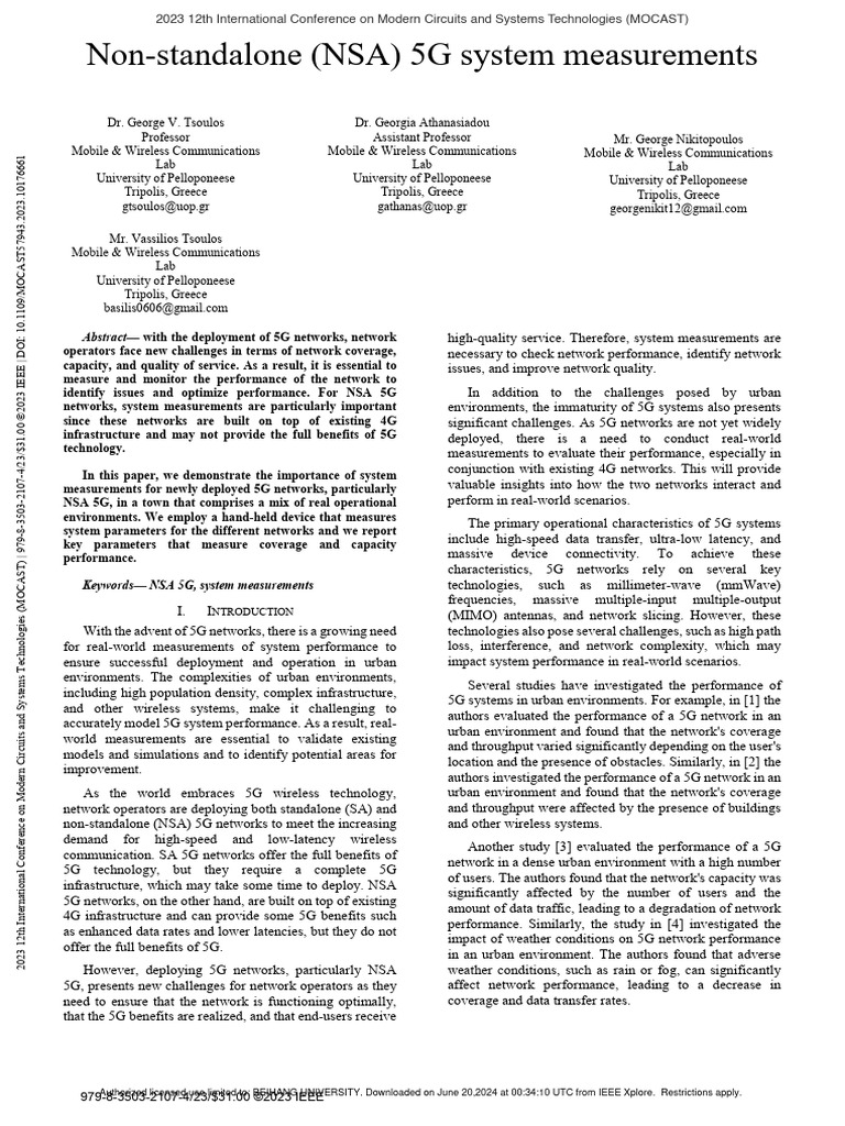 NSA 5G System Performance Measurements | PDF | Computer Network ...