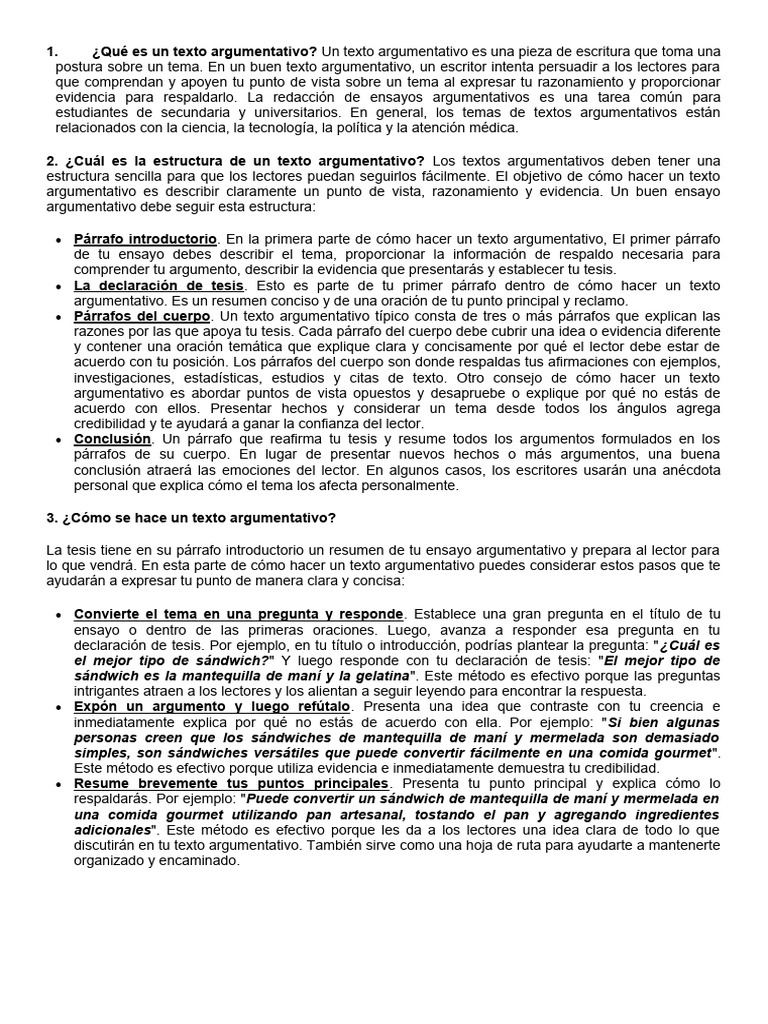 Que Es Un Texto Argumentativo | PDF | Ensayos