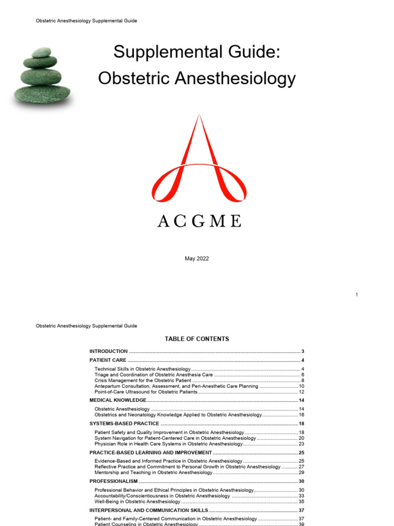 Obstetric Anesthesiology Supplemental Guide | PDF | Anesthesia ...