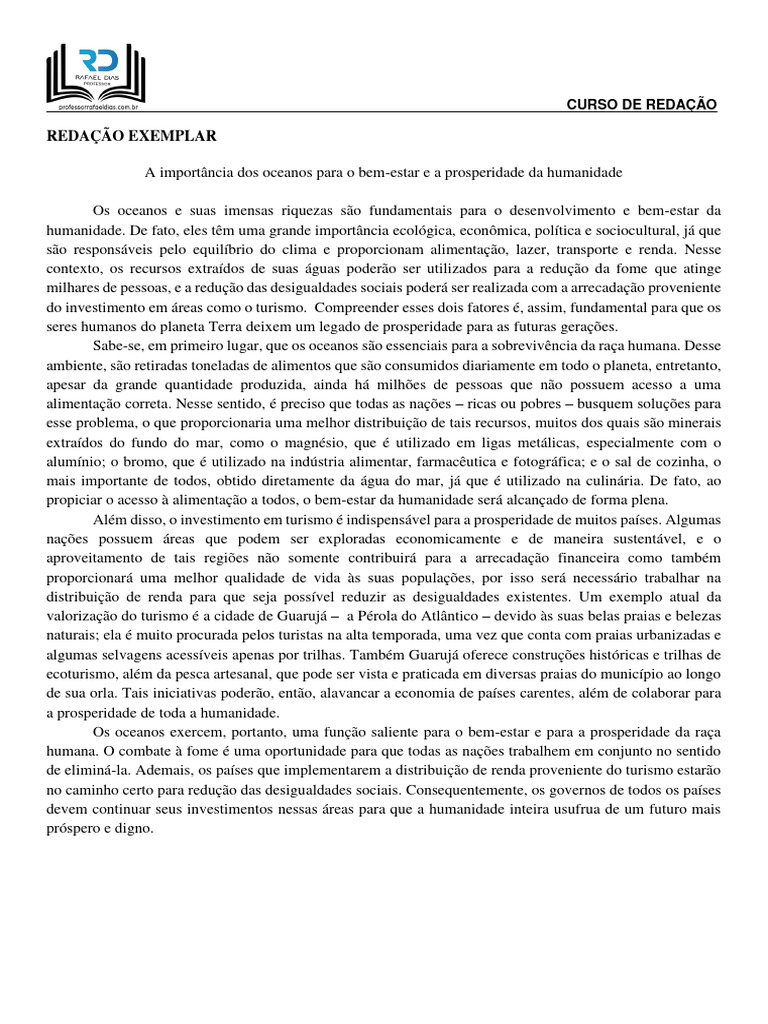 Aula 39 reda o exemplar a import ncia dos oceanos para o bem e a