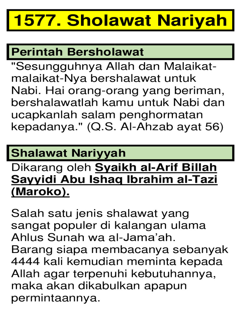 Lengkap Sholawat Nariyah | PDF