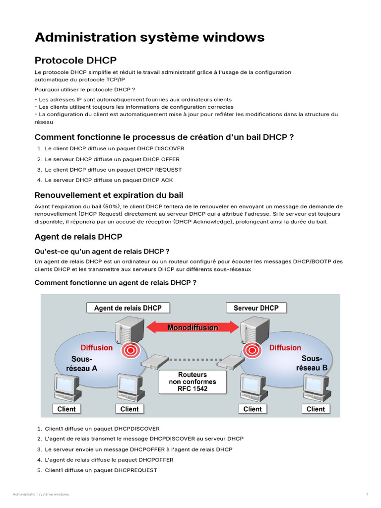 Administration système Windows : DHCP et DNS | PDF | Système de noms de ...