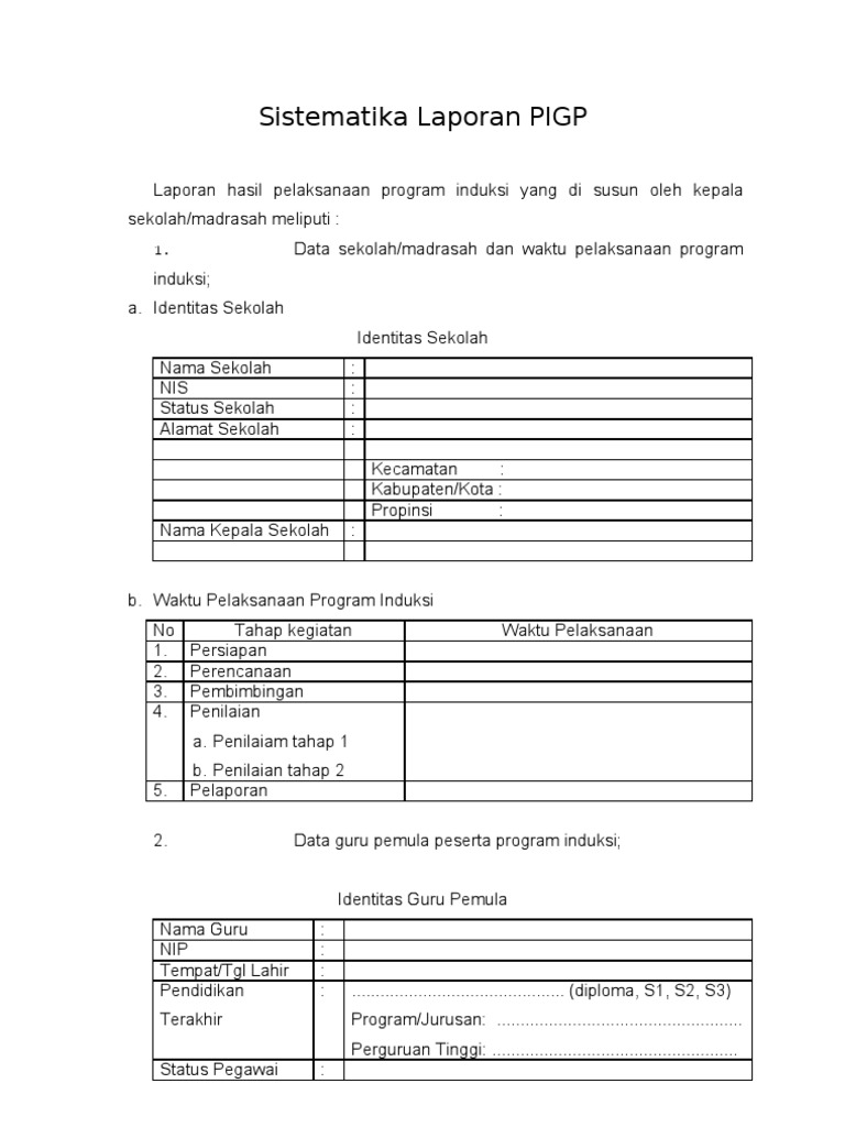 Laporan Hasil Pelaksanaan Dan Penilaian Program Induksi