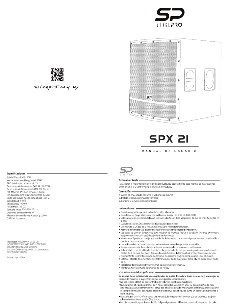 SPX 21 Manual de Usuario | PDF
