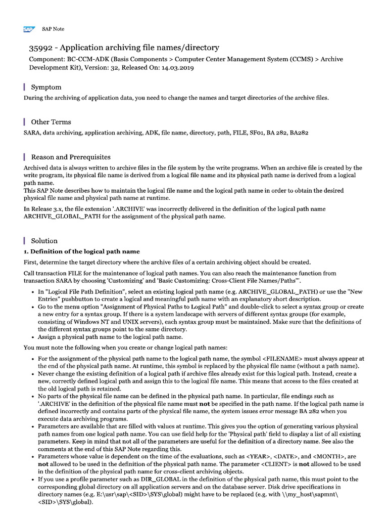 Application archiving file names directory pdf