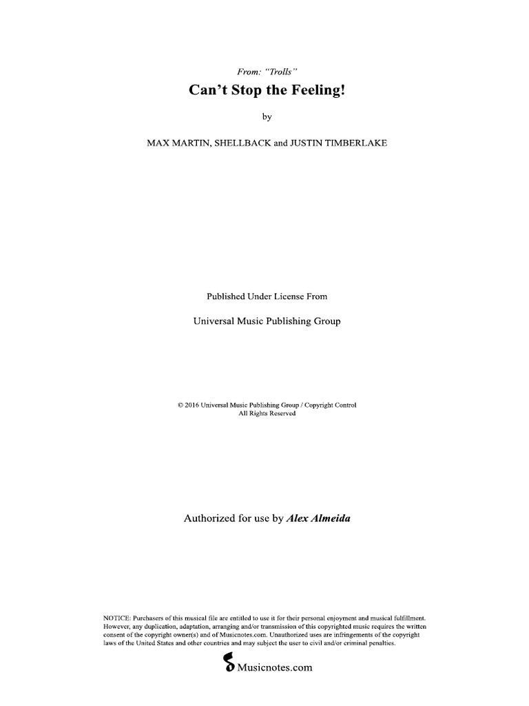 Cant Stop The Feeling | PDF