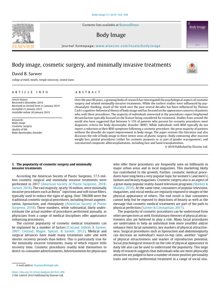 1 s2.0 S1740144518305552 Main | PDF | Plastic Surgery | Surgery