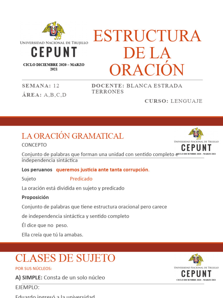 Estructura de la Oración en Lenguaje | PDF | Asunto (gramática ...