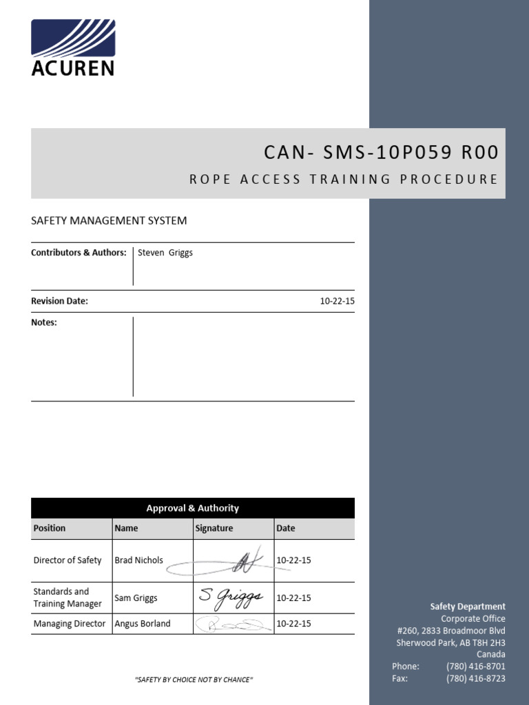 Rope Access Training Procedure Guide | PDF | Safety
