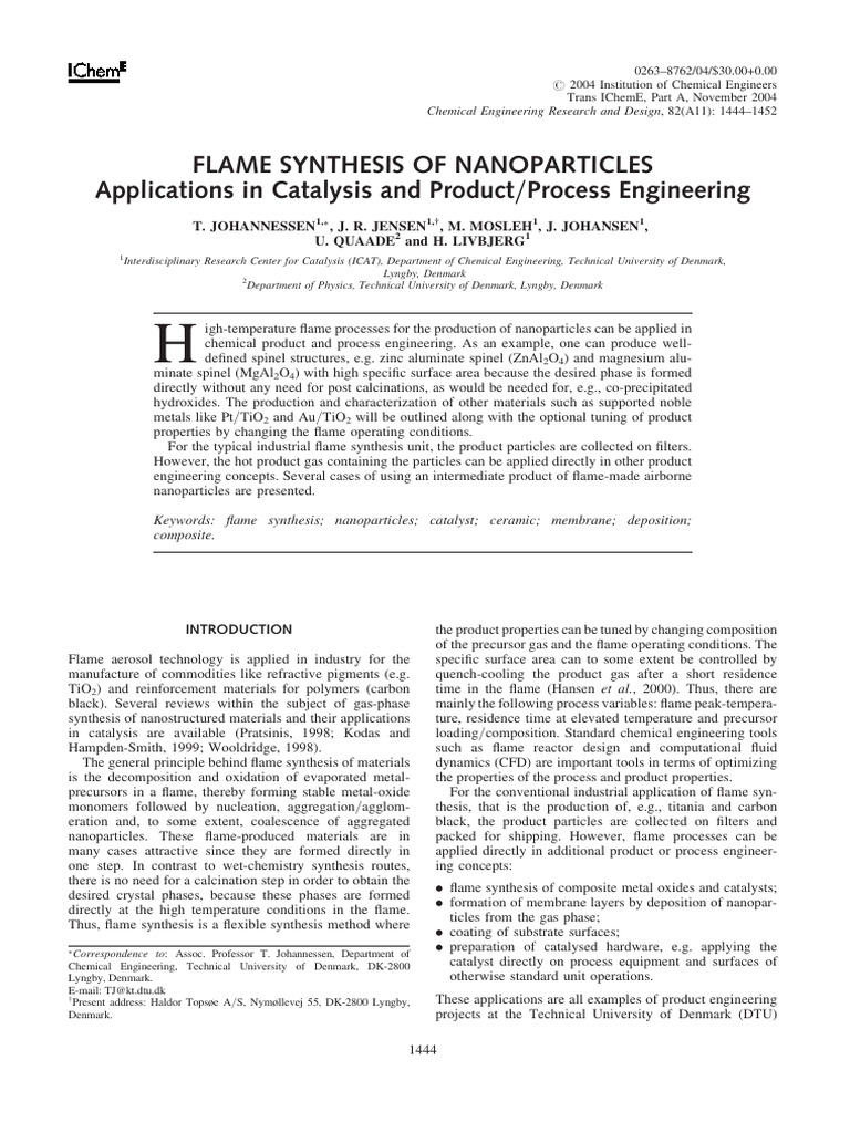 Nanoparticle Flame Synthesis Insights | PDF | Nanoparticle | Catalysis