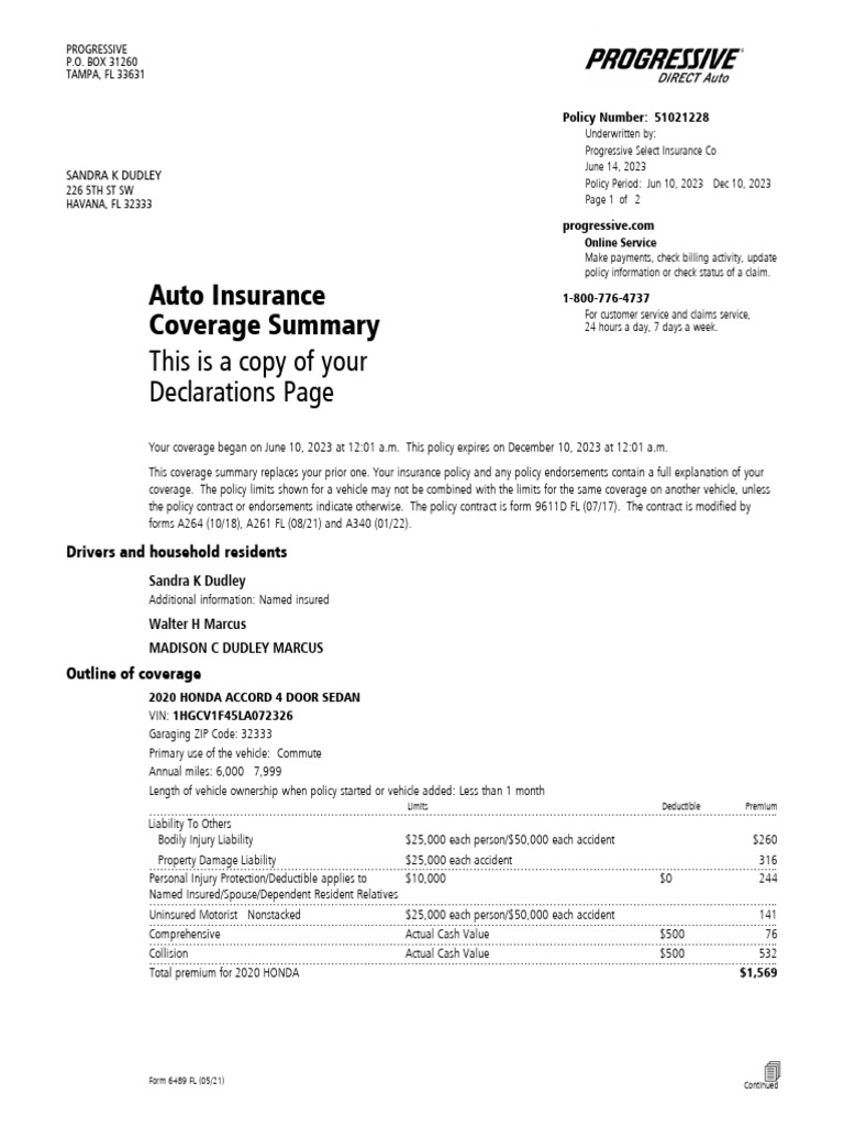 Declarations Page | PDF | Insurance | Deductible