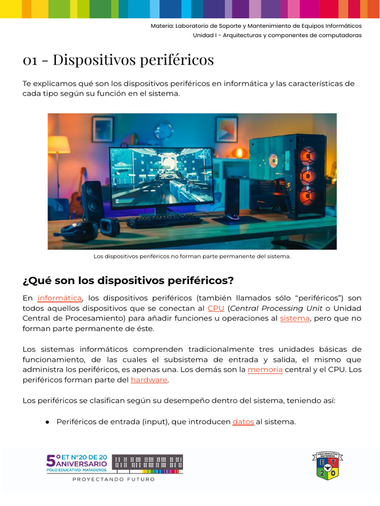 01 Periféricos | PDF | Periférico | Hardware de la computadora