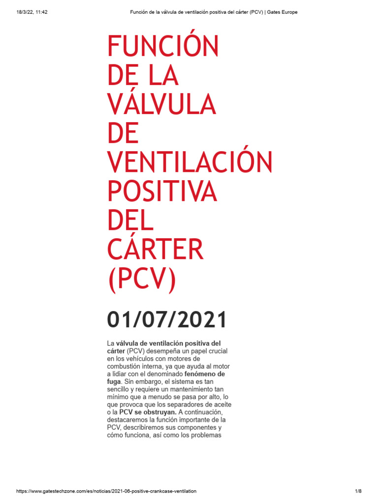 Función y fallos de la válvula PCV | PDF | Turbocompresor | Motor de ...