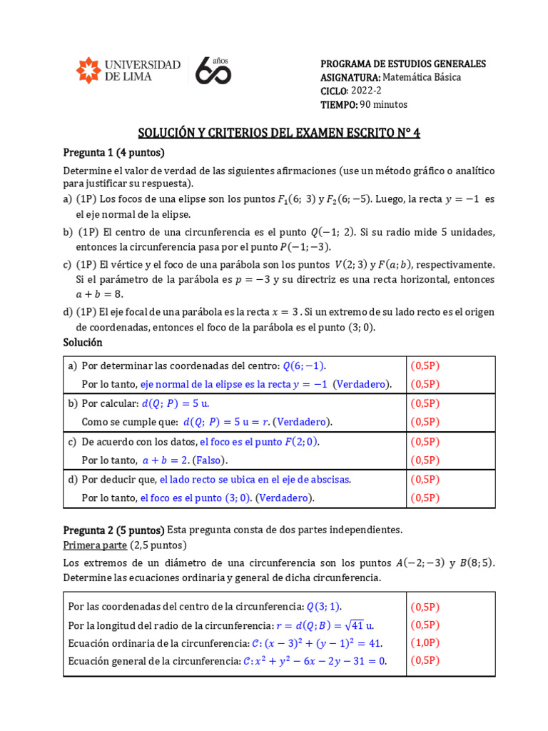 Solución y Criterios Del EE4 de MB (2022-2) - VI (11-13) EA-VDA | PDF ...
