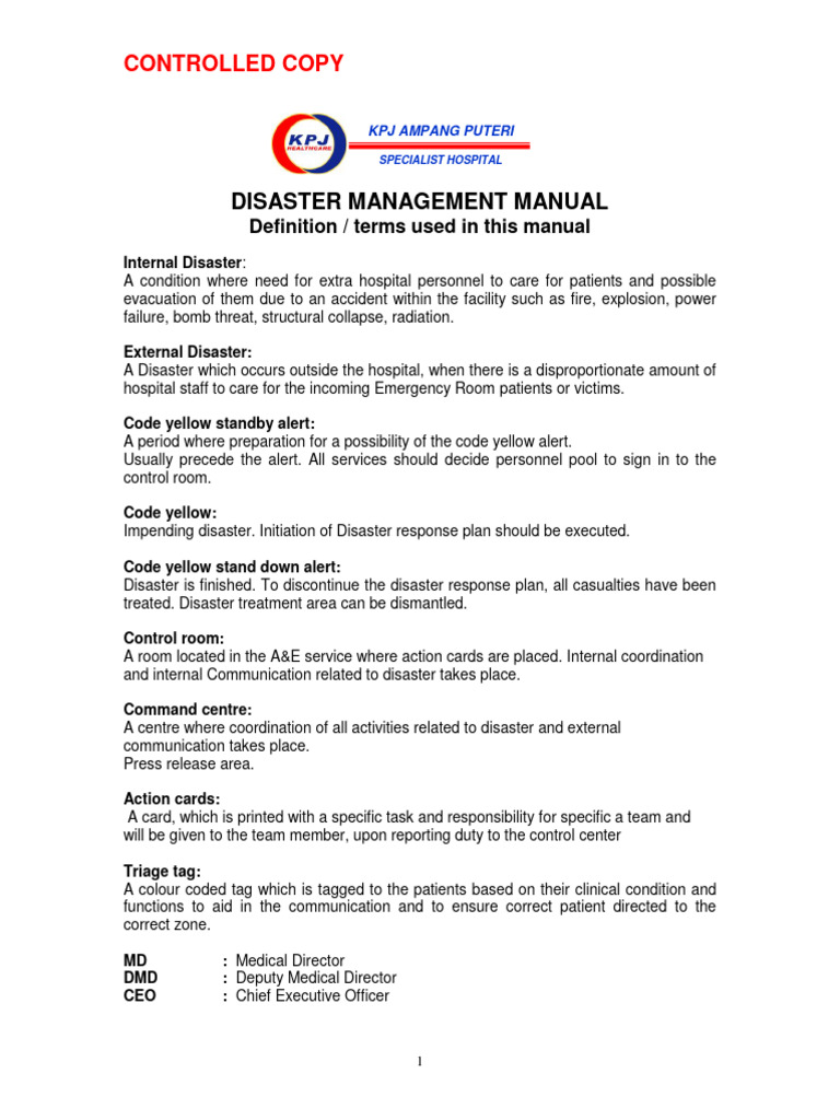 Disaster Manual | PDF | Emergency Department | Intensive Care Unit