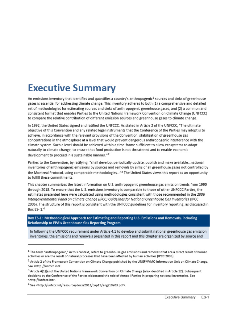 U.S. Greenhouse Gas Emissions Inventory 1990-2018 | PDF | Greenhouse ...