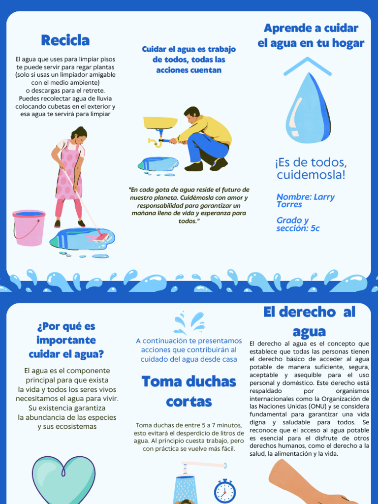 Folleto Sobre El Cuidado Del Agua Moderno Ilustrado Azul | PDF | Agua ...