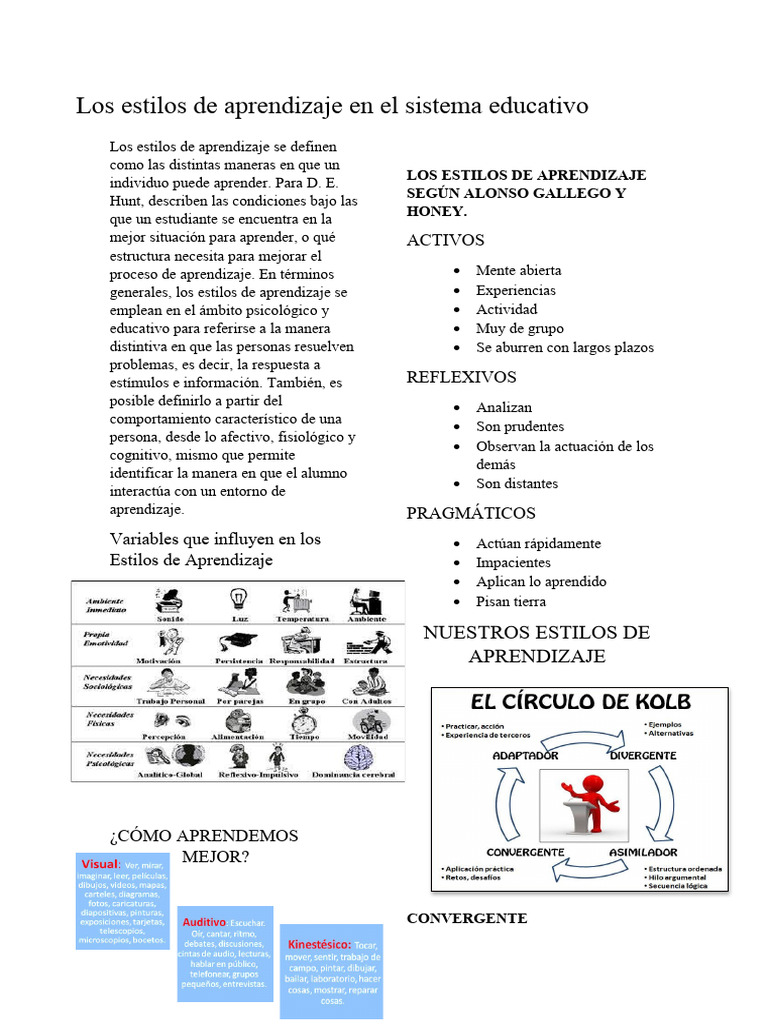 SEMANA 7 Los Estilos de Aprendizaje en El Sistema Educativo | PDF ...