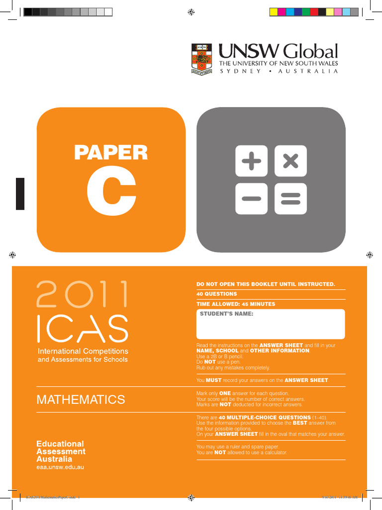 ICAS 2011 Mathematics Paper C | PDF