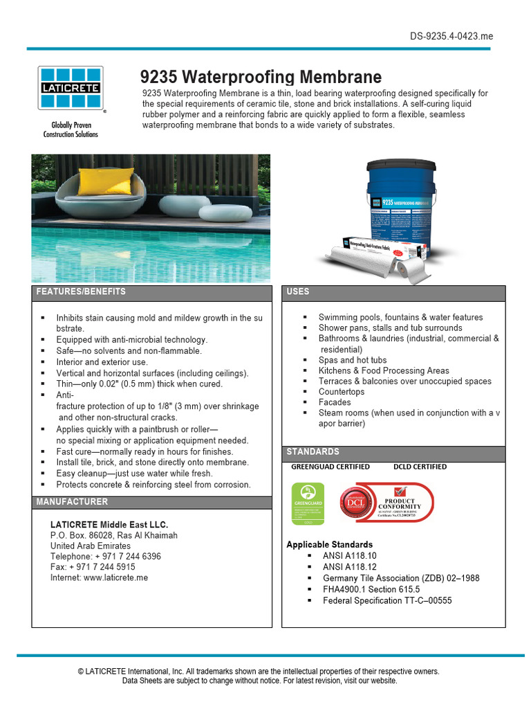 9235 PDS | PDF | Tile | Drywall