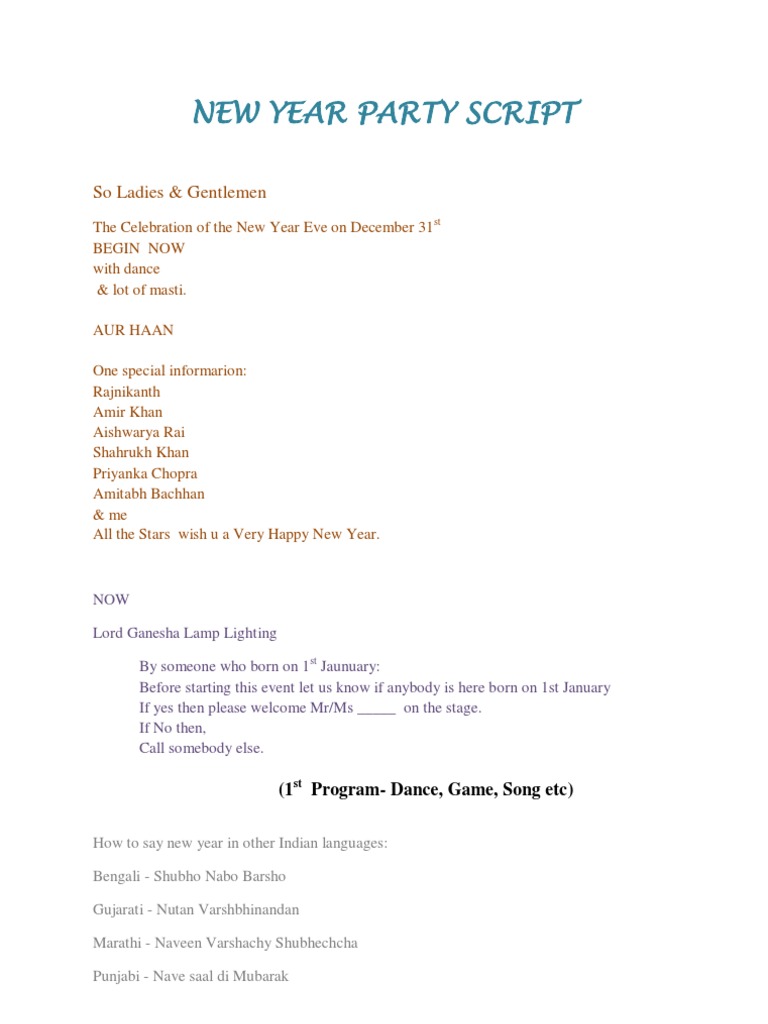 New Year Script
