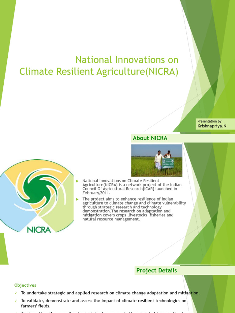 NICRA: Advancing Climate Resilient Agriculture | PDF | Agriculture ...