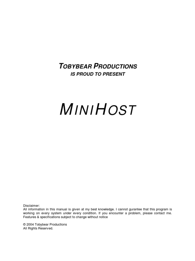 MiniHost Manual | PDF | Computer Keyboard | Software