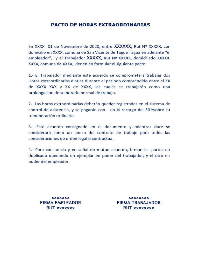 Pacto de Horas Extraordinarias | PDF