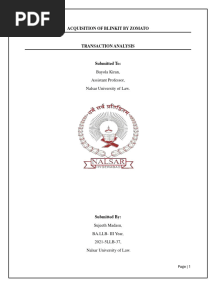 Acquisition of Blinkit by Zomato