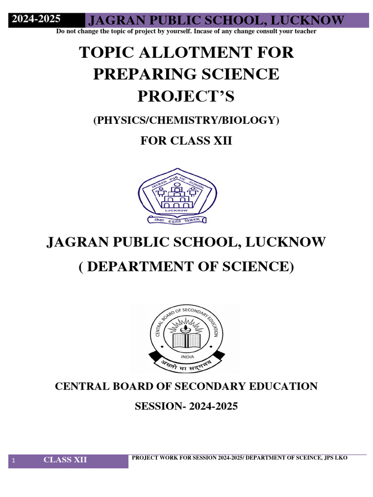Class Xii Science Projects 2024-25 Revised | PDF | Milk | Soybean