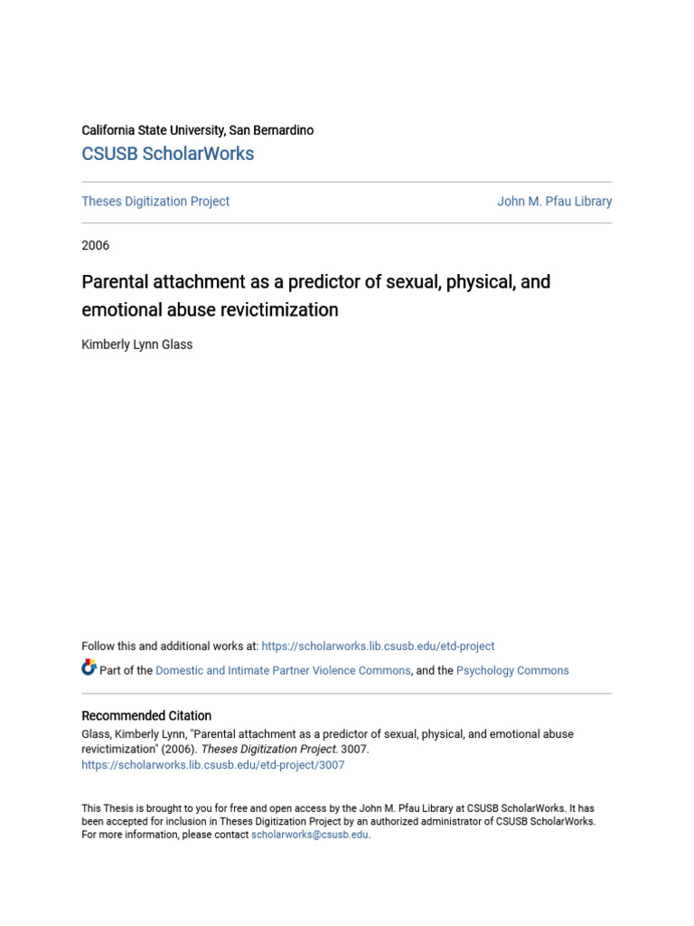 Parental Attachment and Abuse Revictimization | PDF | Child Abuse ...