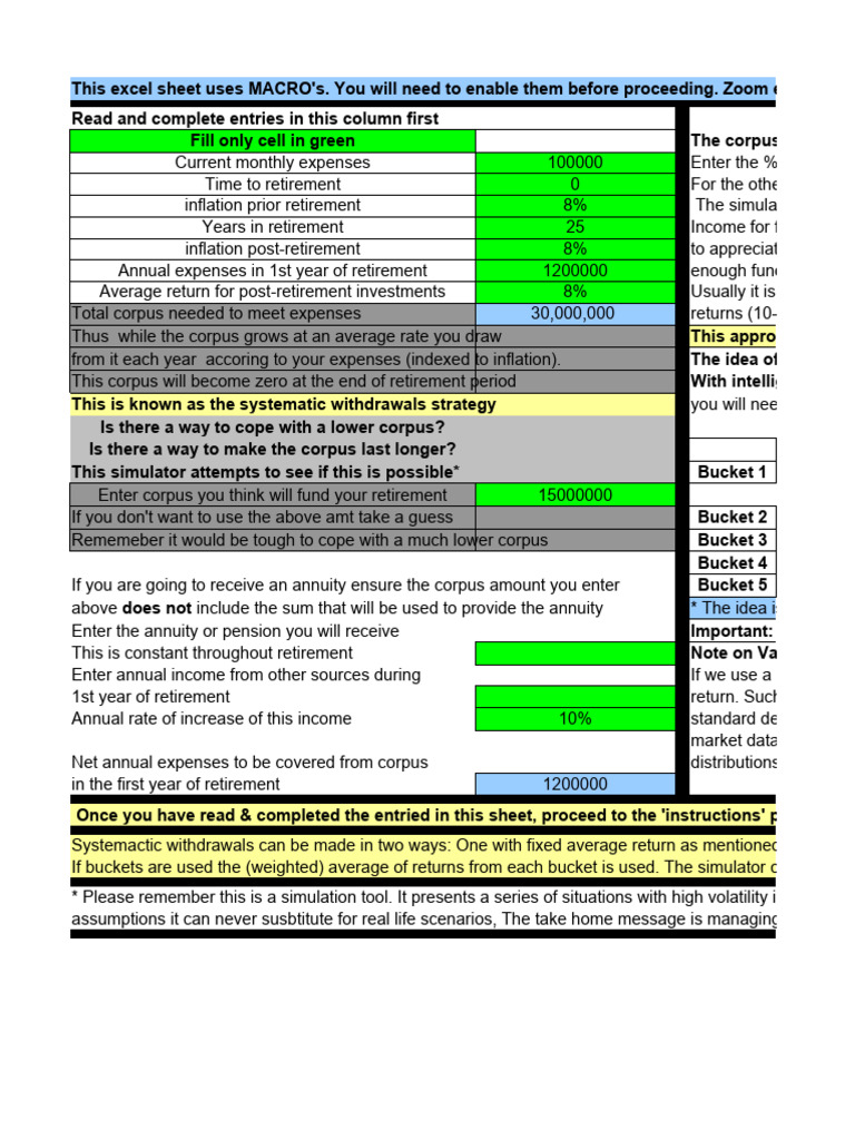 Retirement Bucket Strategy Simulator | PDF | Retirement | Volatility ...